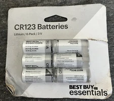 BestBuy essentials cr123 3v lithium Batteries 6 Pack OPEN BOX~Damaged Packaging