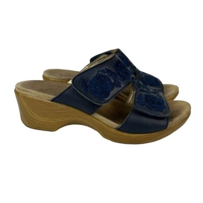 Alegria LIN 622n Blue Double Strap Embroidered Blue Sandal Sz 40 Summer Boho