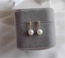 6-7 mm stylish AKOYA White AAA Round Pearl Stud Earrings 14K