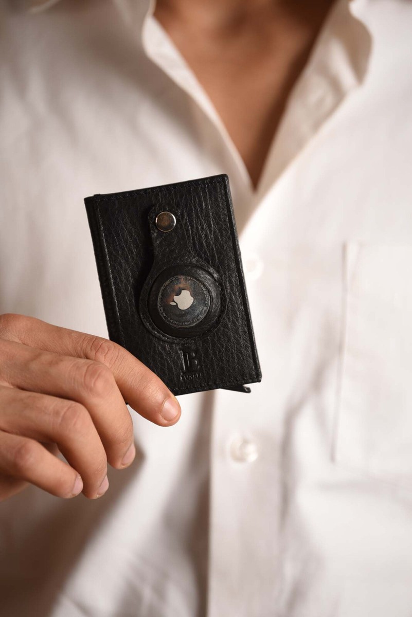 Portafoglio Tattico Uomo In Alluminio Nero – EDC Con Blocco RFID E Porta AirTag