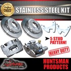 Huntsman Stainless Steel Trailer Hydraulic Ventilated Disc Brake Kit. S/S PADS
