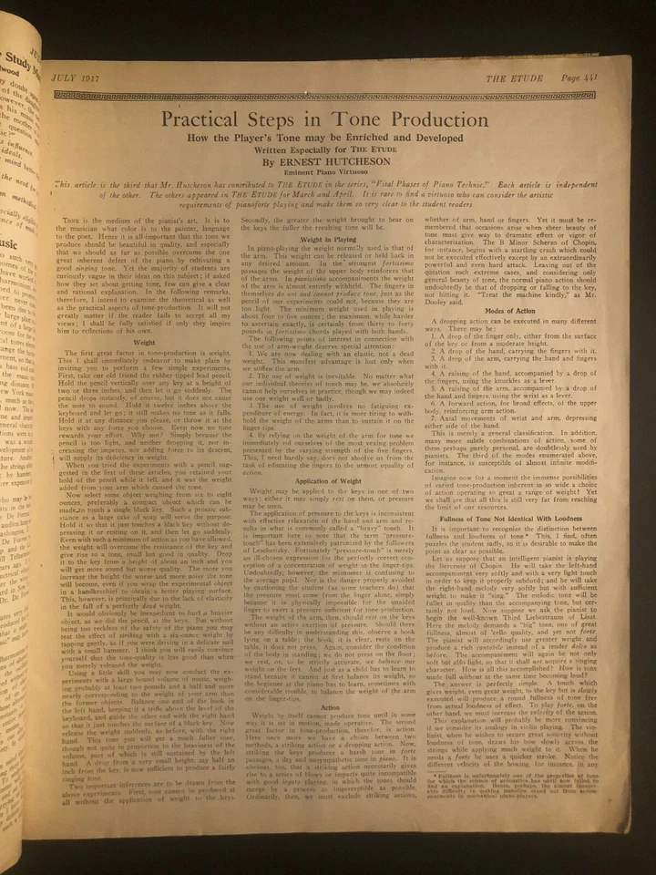Vintage 1917 Sheet Music Magazine "The Etude" 60+ pages Uncle Sam Bugle - Image 4 of 4