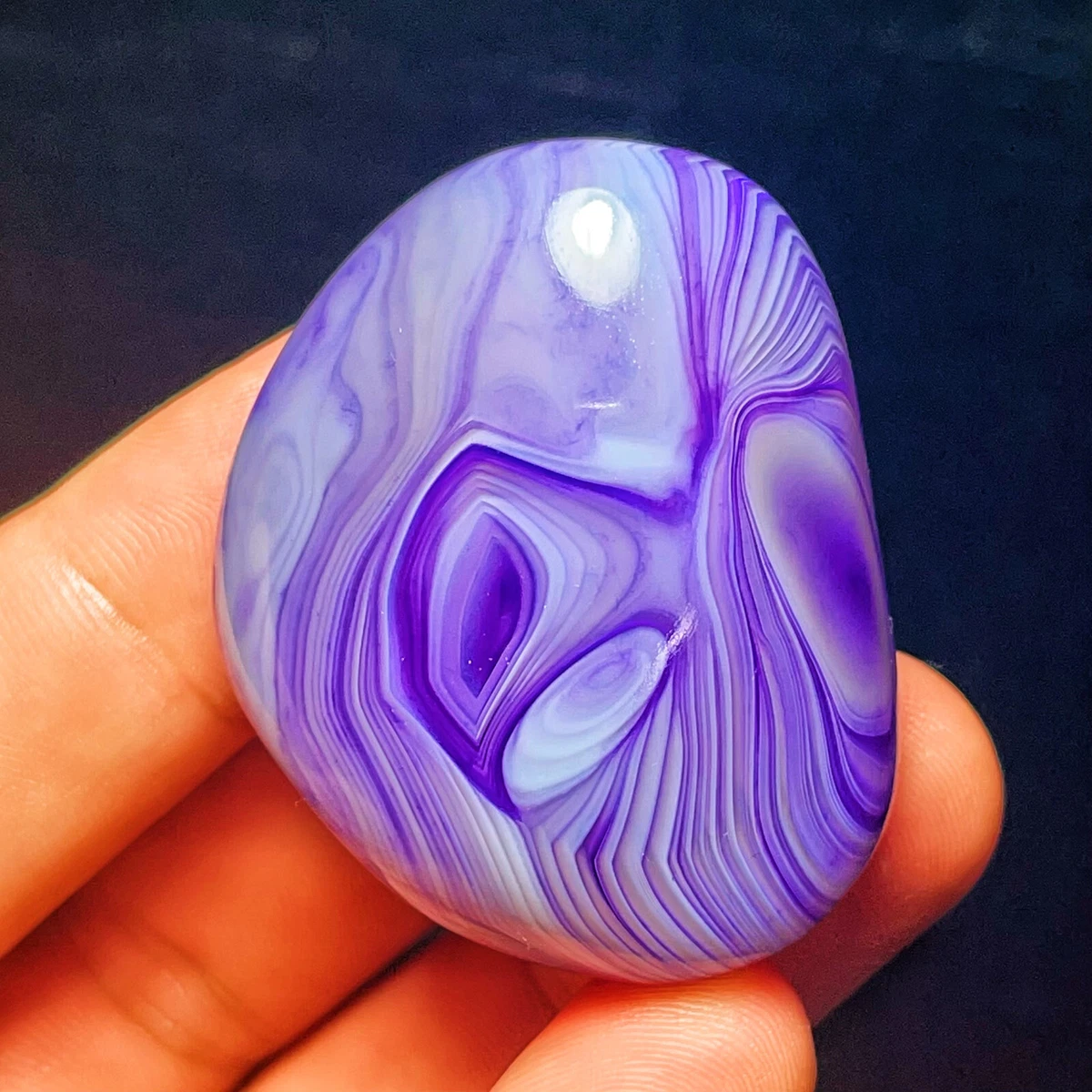 TOP 60G Purple Polished Silk Banded Agate Lace Agate Crystal Healing L382