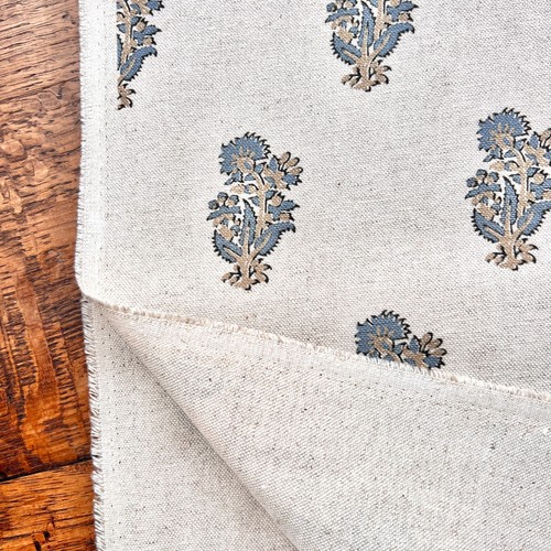 1566. MARGARET Neg, Paisley blue BLOCK PRINT - Linen/Cotton Cushion Cover - Picture 3 of 4
