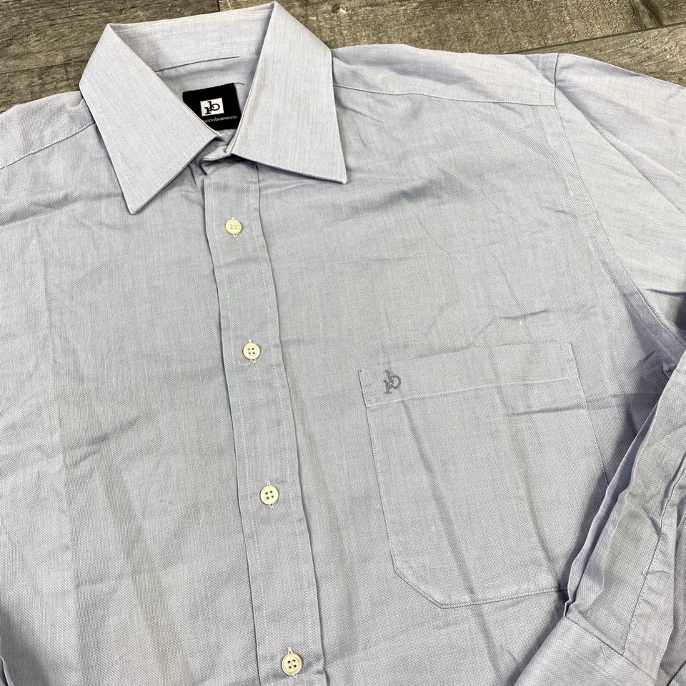 Di Roccobarocco Blue Shirt Regular Long Sleeve Mens Medium (40 - 15 3/4) - Image 3 of 4