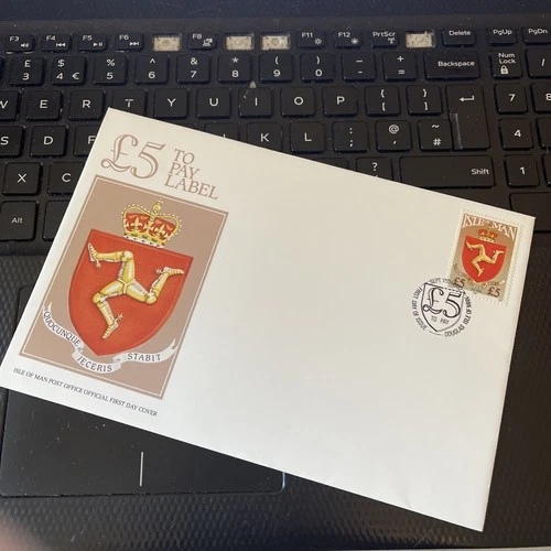 ISLE OF MAN EE  1992 FIRST DAY COVER £5 TO PAY LABEL FDC Unaddressed POSTAGE DUE
