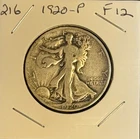 1920-P F (Fine) Walking Liberty Silver Half Dollar