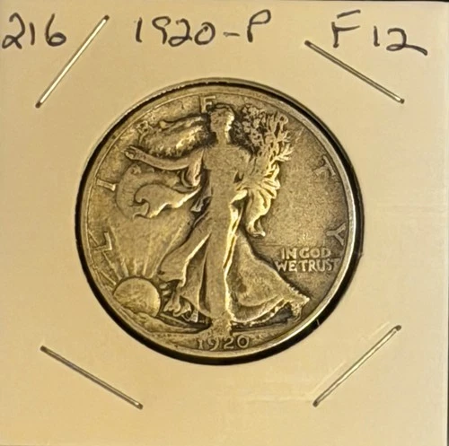1920-P F (Fine) Walking Liberty Silver Half Dollar