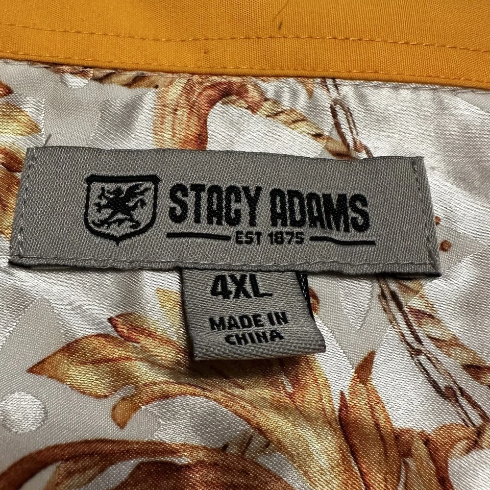 Camisa Stacy Adams Oro Blanco Cuerda Corona Rayón Para Hombres 4XL Manga Corta Abotonada Foto 2 de 4