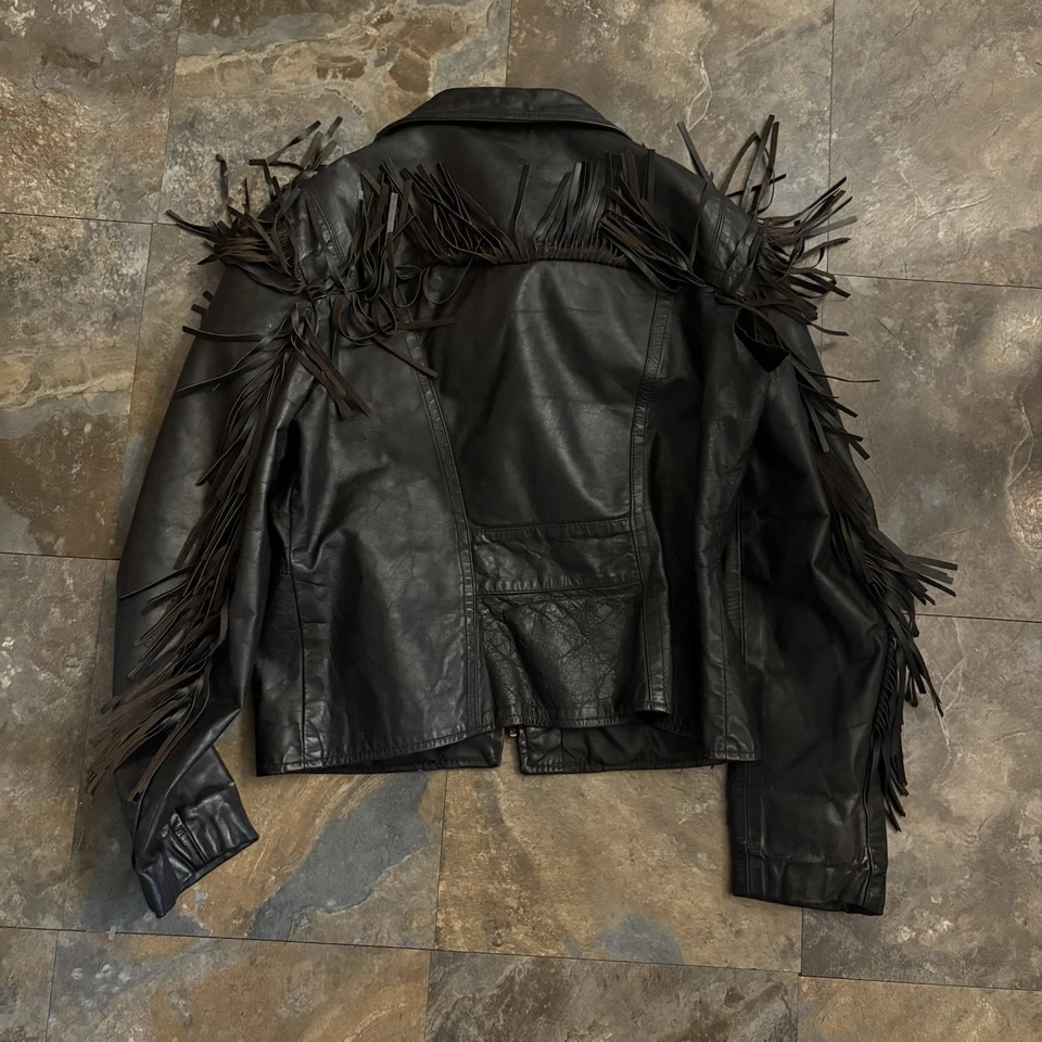 Chaqueta de cuero con flecos para mujer Branded Garments Gold Label 18 Foto 4 de 4