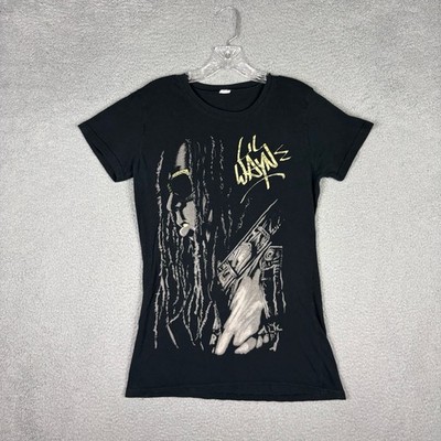 Vtg Bay Island Lil Wayne T-shirt Women s XL Black Y2K Hot Topic Hip Hop Grunge