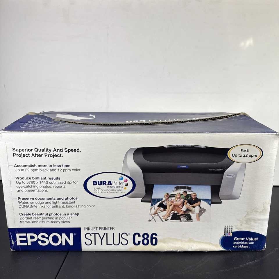 Epson Stylus C86 Digital Photo Inkjet Printer w/ Users Guide CD & Ink Tested* - Image 3 of 4