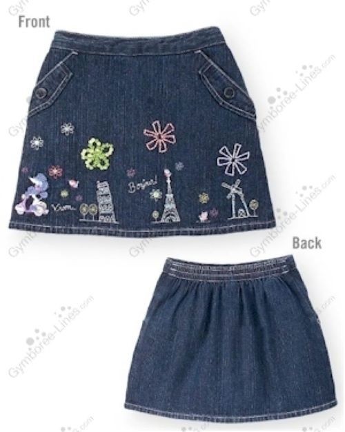 Gymboree vntg 2003 EUROPEAN HOLIDAY emb. Denim SKORT eiffel poodle paris NWT 8