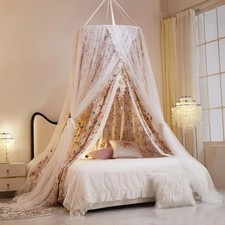 Double Layer Princess Round Dome Canopy Bed Curtain for Girls Adults Children