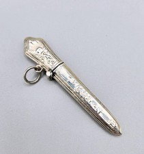 Vintage Reo Sterling Silver Floral Needle Case Pendant Chatelaine Etui 1