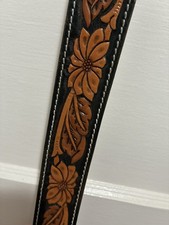 VTG NEW 32 Tooled Brown Hand Painted 2 Tone Leather Cowboy Western CHAMBERS Belt