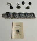 Lot of 6 Vintage Siam Niello Sterling Silver Jewelry Bracelet Pendant Clip On