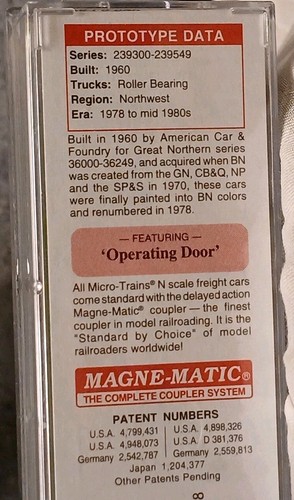BURLINGTON NORTHERN 239541 Standard Box Car 50' w/Plug Slidi\076 00 090/n-scale - Picture 7 of 9