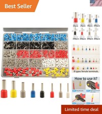 1200pcs AWG 22-7 Wire Ferrules Terminals Kit - 8 Types Ferrule Connectors - P...