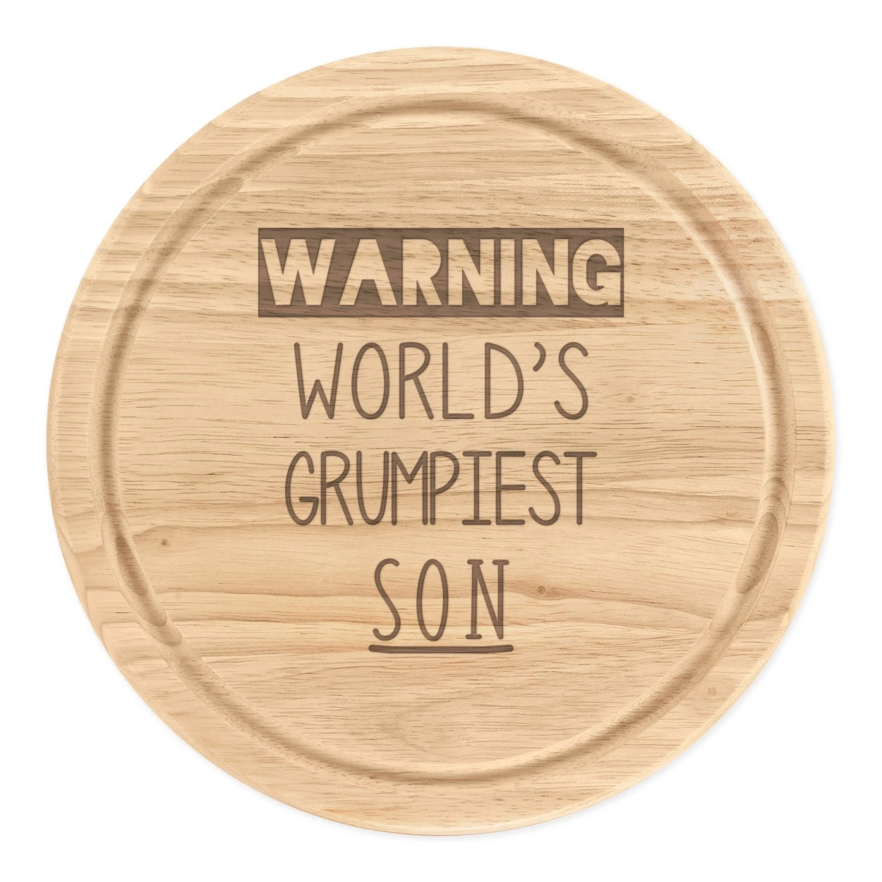 Warning World's Grumpiest Son Round Chopping Cheese Board Awesome Best Joke