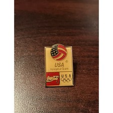 Vintage Coca-Cola Coke Olympics Team USA Volleyball Event Lapel Hat Pin
