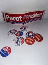 Ross Perot 1992 presidential For President Original Campaign Bumper Sticker Pins