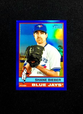 2025 Topps Heritage High Number - Shane Bieber #609 Chrome Blue Border /150