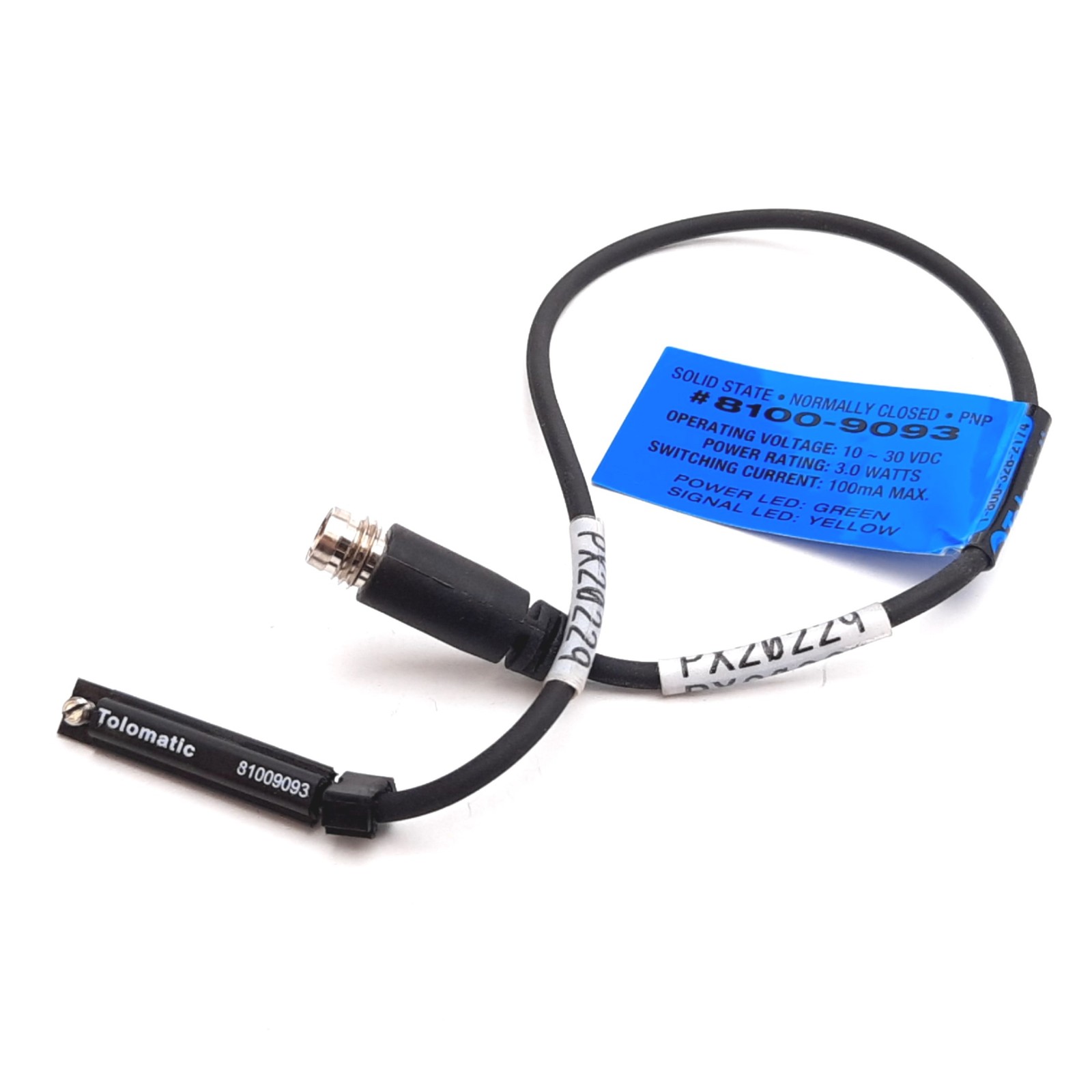Tolomatic 81009093 Hall Effect Sensor, PNP NC M8 3-Pin Male, 10-30VDC, 10 1/2"