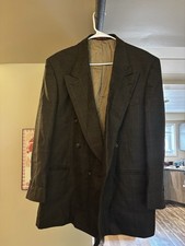 Men  s Brown Patterned Double Breasted Blazer, 40r, 100 Wool