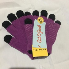 Cat  Jack Girls Tech Touch Compatible Knit Pink/Black Gloves 4-Pairs One Size