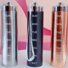 Pill Box Metal Medicine Dispenser Case Weekly Tablet Organizer Container 7 Day