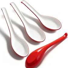 4PCS Asian Soup Spoons, Chinese Japanese Miso Ramen Wonton Dumpling Pho Rice