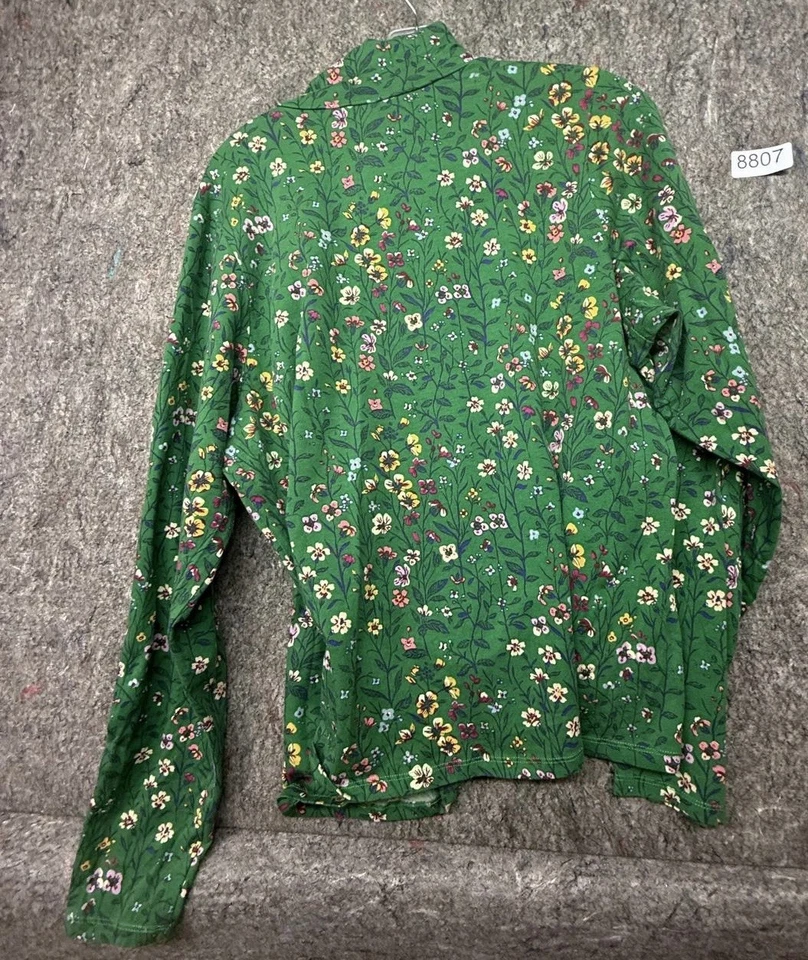 Top Anthropologie Maeve Floral Verde Algodón Cuello Sin Corriente Talla M Foto 2 de 4