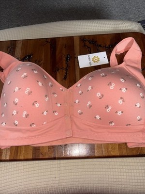 New Daisy bra 6xl Peach white floral front closure comfort no underwire elderly