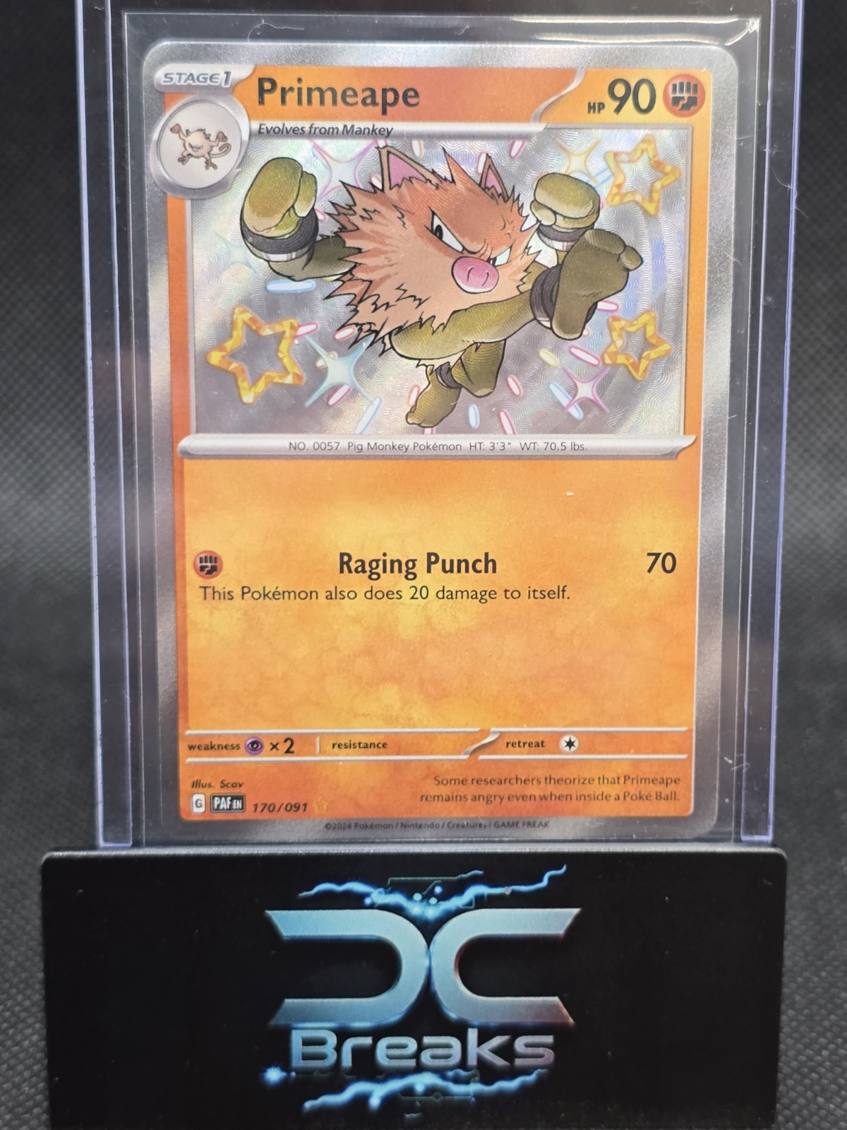 Pokemon 2024 Paldean Fates Primeape 170/91 Holo Rare Baby Shiny