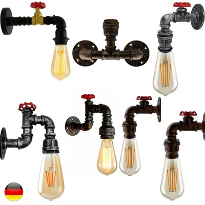 E27 Wandleuchte Industrial Vintage Wasserrohr Retro Wandlampe aus Eisen - Bild 1 von 4