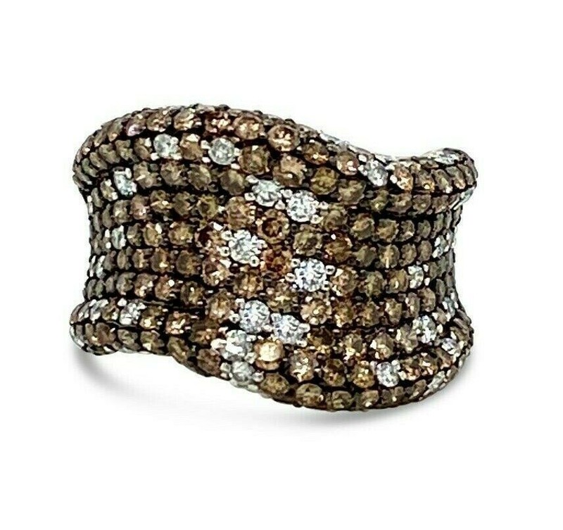 Le Vian 14K White Gold Cocktail Ring 3.29 cts Chocolate Vanilla Diamonds Size 7