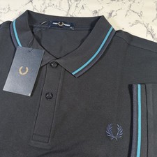 Image of FRED PERRY Mens Navy Blue Twin Tipped Polo Shirt SIZE 2XL M3600 W86 BNWT