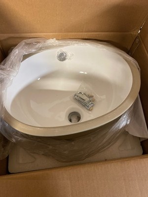KRAUS Elavo 16.75'' Oval Undermount Bathroom Sink, White, KCU-273