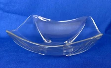 Mid-Century Modern Clear Glass Dish 6.5" Square Footed Candy Nut Trinket MCM