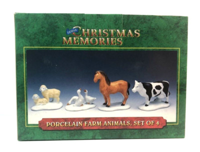 Vintage 1993 Lemax Christmas Memories Farm Animal Set Of 4 Horse Cow Free Ship