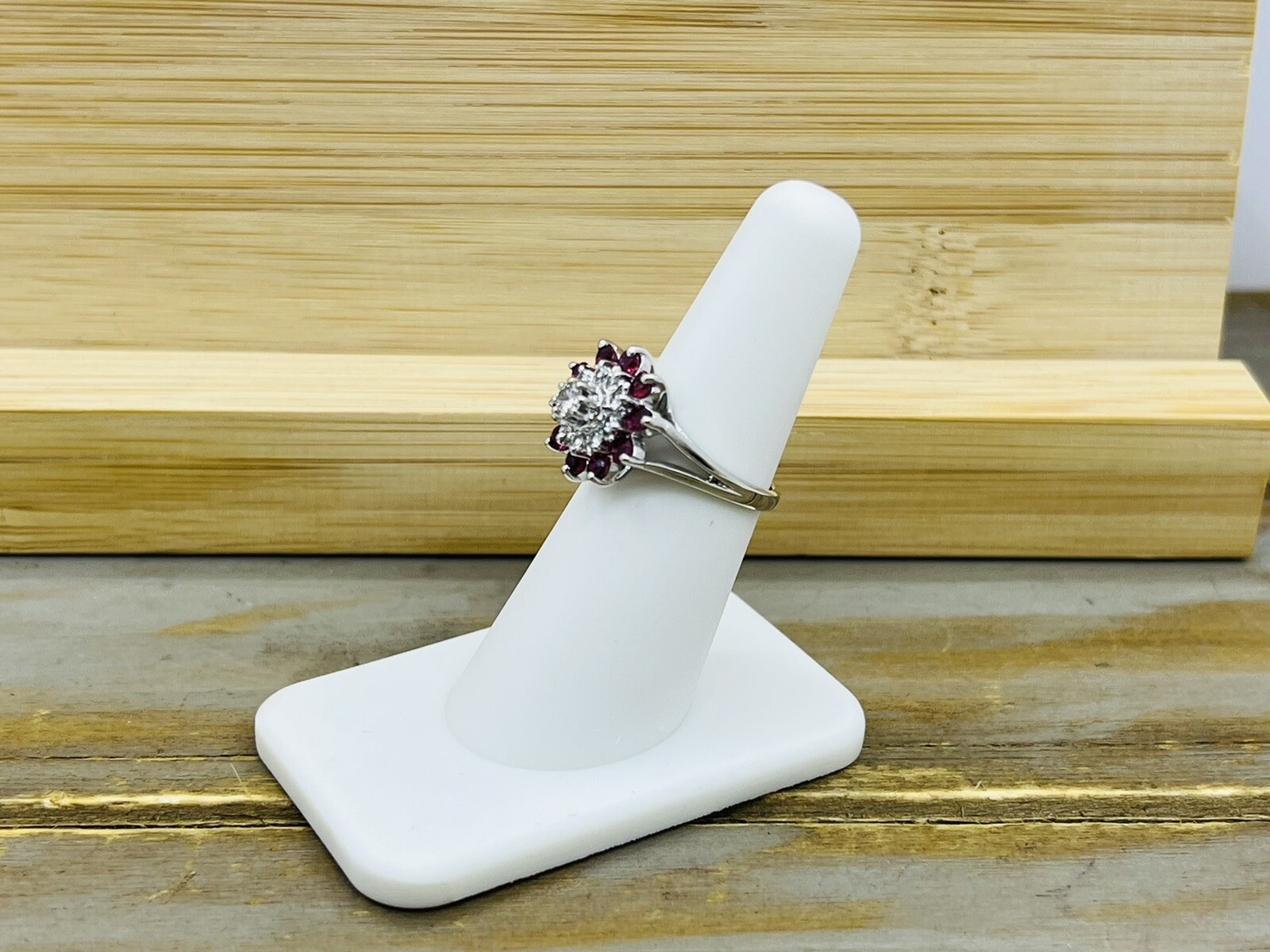 14kt Solid White Gold .50ctw Natural Ruby & .33ct… - image 4