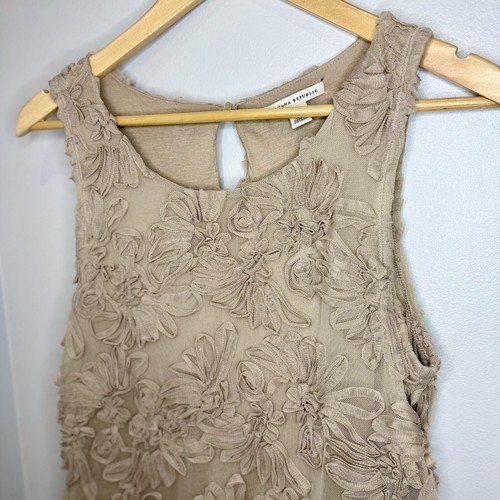 Banana Republic Floral Tulle Mesh Tank Top Women’s Medium Taupe EUC Ballet Core - Picture 2 of 5