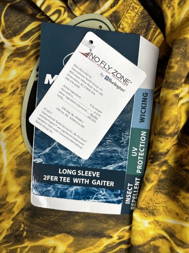 NWT Mossy Oak Fishing Long Sleeve 2Fer With Gaiter Size 2XL 50-52 Yellow Camo - Picture 9 of 13