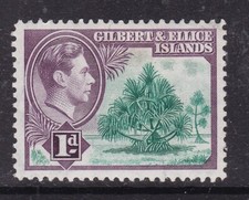 Gilbert & Ellice Islands 1939 Pandanus Pine 1d Mint Hung SG 44 VGC
