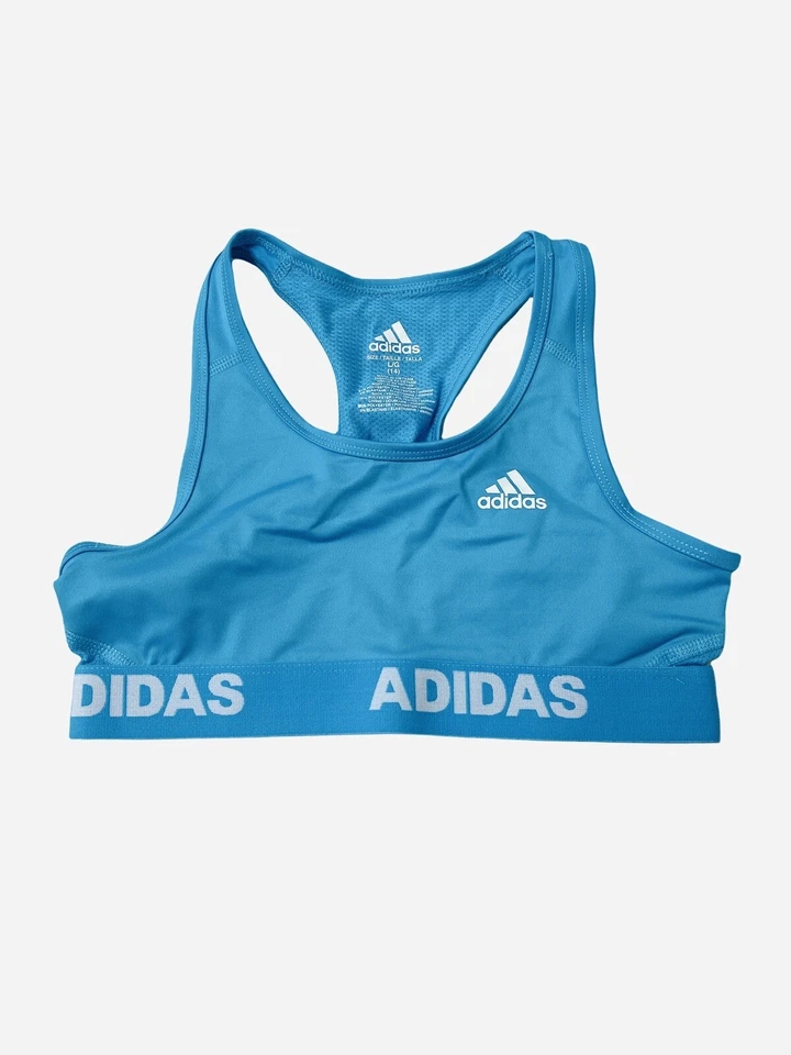 NWT Adidas Girls Blue Clima Cool Gym Sports Bra Youth Size L (14) - Image 3 of 4