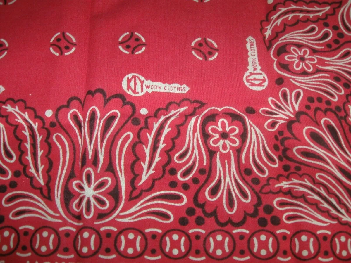 Vintage Bandana 1940s Key Overall Wrkwear Cowboy Western Headscarf 100%  Cotton