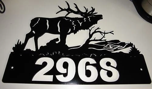 Placa de endereço personalizada com alce - Arte em metal - Tamanhos pretos variam - Imagem 3 de 4