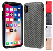 For Apple iPhone XS MAX - Shock Proof Texture Armor Cover Case Carbon Fiber