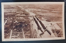 postcard Welland ship canal looking north Ontario Canada Thorold unposted
